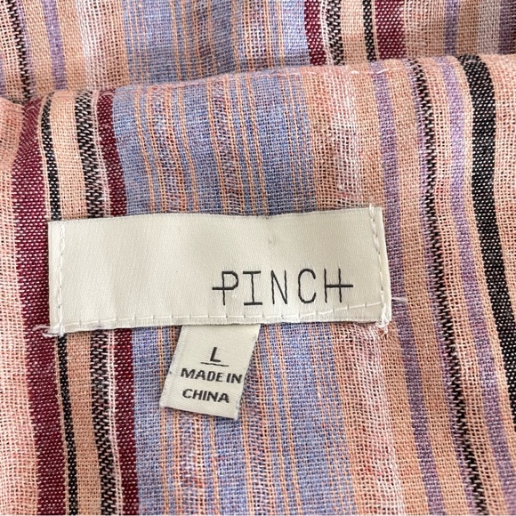 Pinch Tie Front Sleeveless Mini Summer Dress in Multi Purple Stripes Size Large - Picture 10 of 12